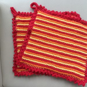 Topflappen schmale Streifen